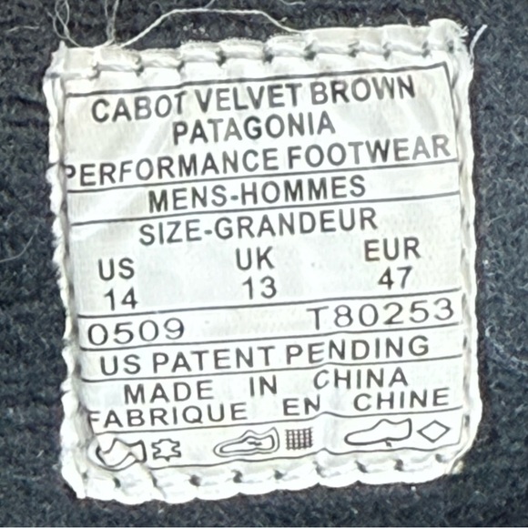 Patagonia Cabot Shoes‎ 14 Mens Vibram Sole Brown Velvet Suede Lace Up 47 - Picture 11 of 11